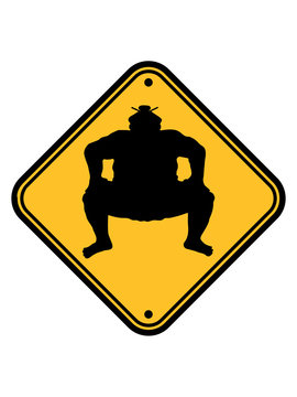 schild hinweis warnung achtung sumoringer sumo ringer asiatisch japanisch sport ringen pose k&auml;mpfen hocke dick fett cool lustig stark k&auml;mpfen chinesisch gro&szlig; design clipart