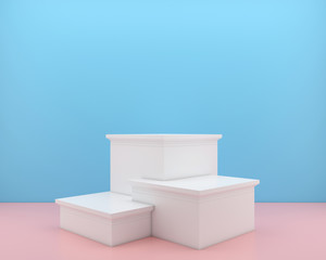 abstract geometric shape pastel color template minimal modern style wall background, for booth podium stage display table mock up composition 3d rendering 