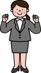 OL新入社員ダブルガッツポーズ