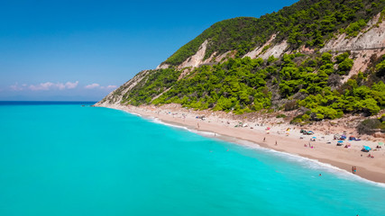 Fototapeta na wymiar Beach on Lefkada, popular tourist resort on same name island in Greece