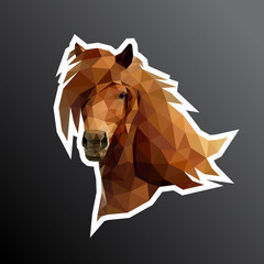 The head of horse sticker. Low poly design . Adapted for printing. Low poly design. Vector, EPS 10