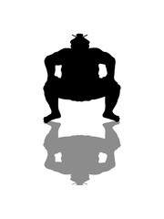 schatten spiegelung sumoringer sumo ringer asiatisch japanisch sport ringen pose kämpfen hocke dick fett cool lustig silhouette stark kämpfen chinesisch groß design clipart