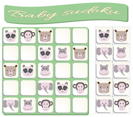 Sudoku for kids with colorful animals images