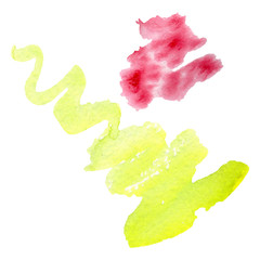 Abstract watercolor paper splash shapes. Watercolor background set. Isolated brush stain illustration element.