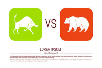 Graphic design concept of stock market Bullish and Bearish trend. Stock market and business concept. Vector illustration.
