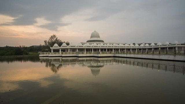Time Lapse Of Majestic Annur Mosque During Sunrise.