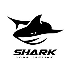 Swimming style shark logo design inspiration