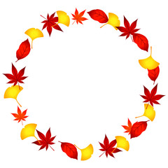 フレーム イチョウともみじの輪  Ginkgo and Momiji frame