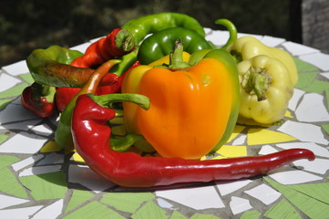 Mexican hot chili peppers colorful mix 