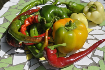 Mexican hot chili peppers colorful mix 