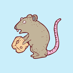 digitally drawn illustration house mouse design. hand drawing style