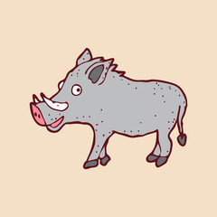 digitally drawn illustration wild boar design. hand drawing style