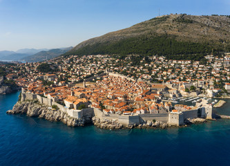 Fototapeta na wymiar Aerial view of Dubrovnik Old Town on a sunny summer day. Dubrovnik, Croatia.