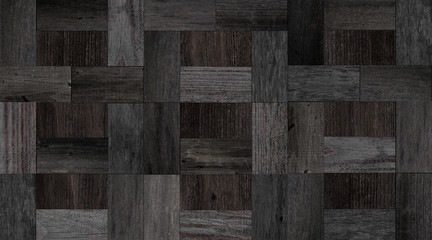 Wood texture for background. Dark parquet floor with abstract pattern.	