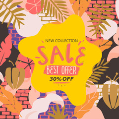  Sale website banner. Sale tag. Sale promotional material vector illustration. Design for ad, social media banner, brochure, email, flyer, leaflet, newsletter, placard, poster, web sticker