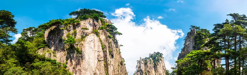 Papier Peint photo autocollant Monts Huang Paysage du Mont Huangshan (Montagnes Jaunes). Patrimoine mondial de l& 39 UNESCO. Situé à Huangshan, Anhui, Chine.