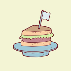 digitally drawn illustration sandwich design. hand drawing style