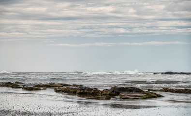 Morning landscape of the Caspian sea after a night storm