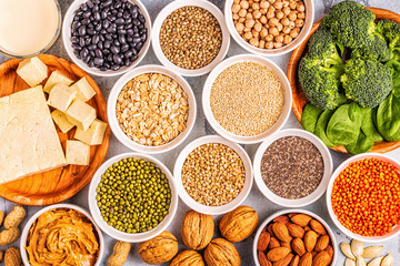 Healthy diet vegan food, veggie protein sources.