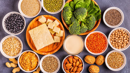 Healthy diet vegan food, veggie protein sources.