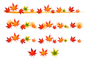 デコレーション 並んだもみじ Autumn leaves frame