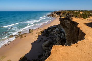 Fototapeta na wymiar Roche coves in Conil de la Frontera, Cadiz, Spain