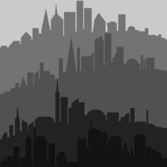 Fototapeta premium city view at night, graphic drawing