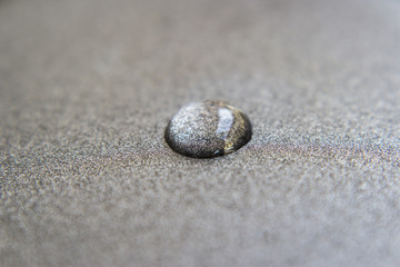 Water droplets on a gray surface