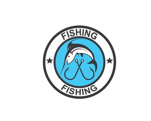 fishing logo icon badge vector illustration