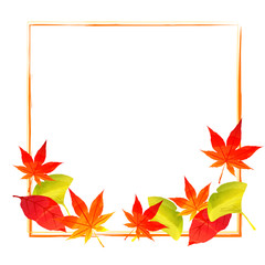 フレーム イチョウともみじの飾り枠3 