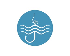 hook  logo icon of fishing vector illustration