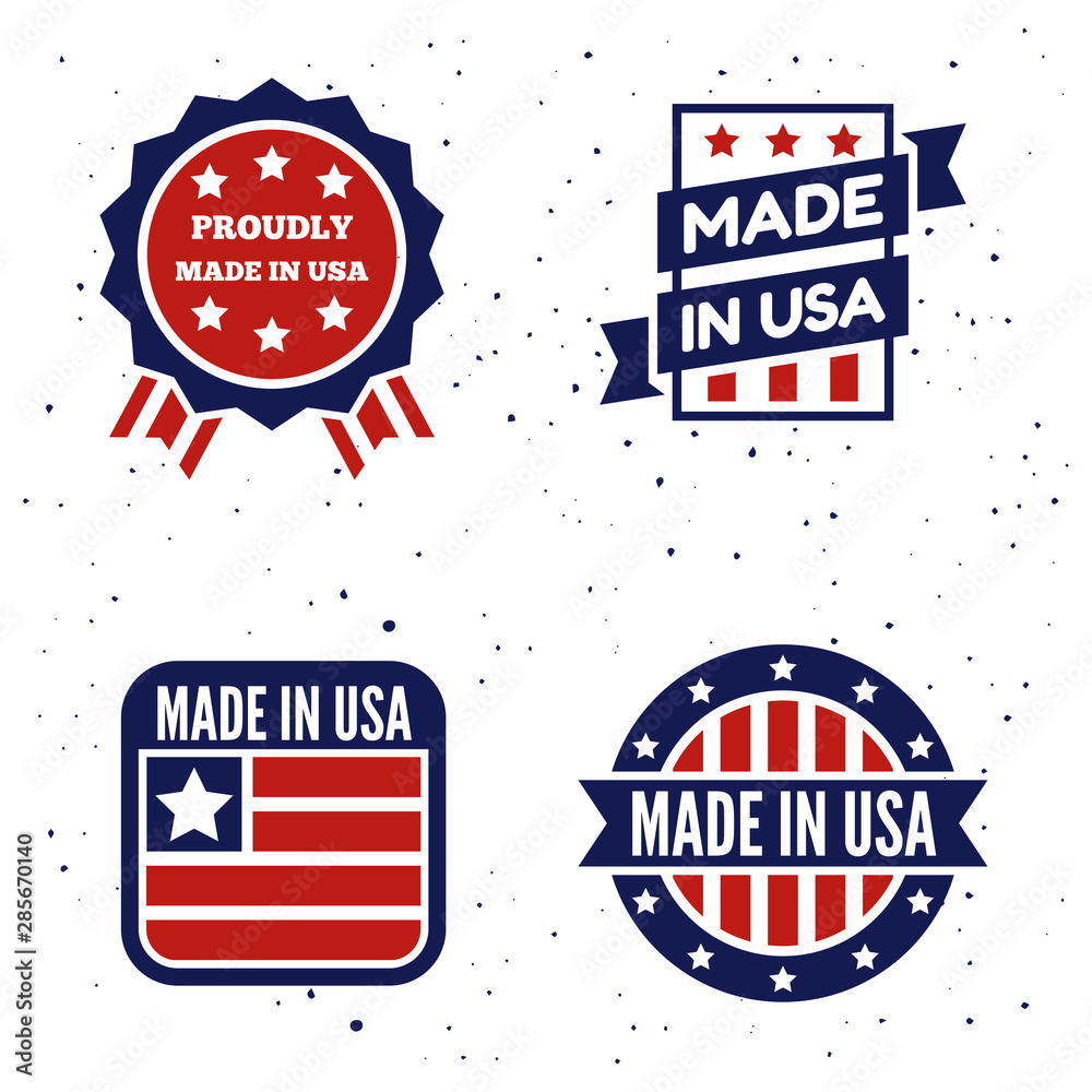 Wall mural vector set of made in the usa logo, labels and badges on white background