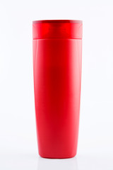 two cosmetic bottles isolated on white