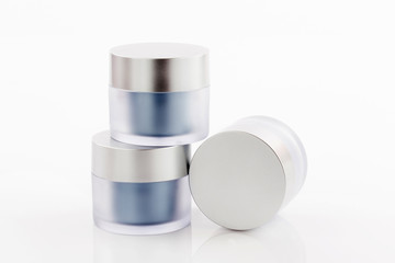 set of Cosmetic containers isolated on white