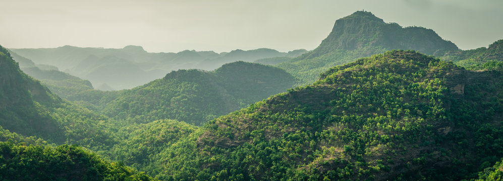 mountains view from Priyadarshini view point in Pachmarhi, Madhya Pradesh , India 