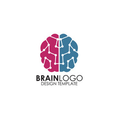 Human brain logo design vector template