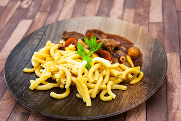 Home made Beef Bourguignon with Tagliatelle