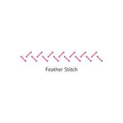 Feather stitch, endless sewing border and line on fabric
