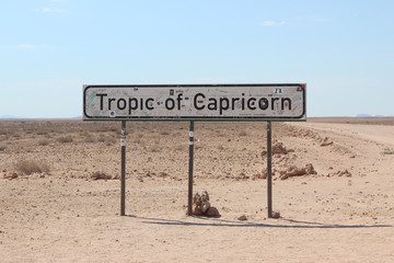 Signboard for the Tropic of Capricorn in Namibia.