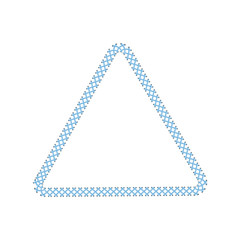 Stitched border or sewing seams triangle frame the vector illustration isolated.