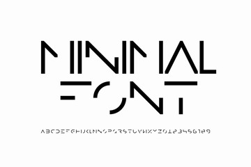 Minimal style font, minimalistic alphabet letters and numbers