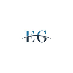 Initial letter EG, overlapping movement swoosh horizon logo company design inspiration in blue and gray color vector