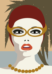 Sexy woman wearing hat and sunglasses, summer vacation concept 