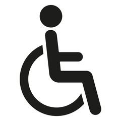 Black wheelchair icon isolated on white background