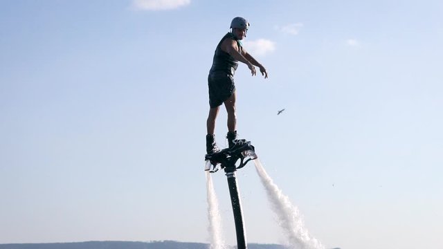 H2O Jet Pack man soars above the waters