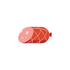 Pork or beef salami sausage icon flat vector illustration isolated on white.