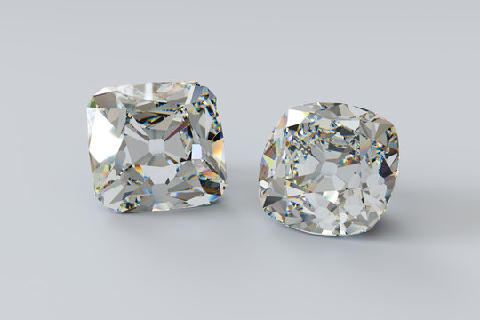 Loose old mine diamonds on white background
