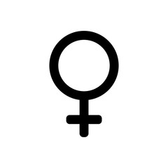 Female sex icon. Gender symbol. Black. Venus sign on a white background.