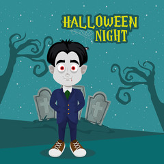 happy halloween scary night cartoon
