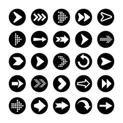 Black Arrows Set on White Background. Arrow, Cursor Icon. Vector Pointers Collection. Back, Next Web Page Sign. 